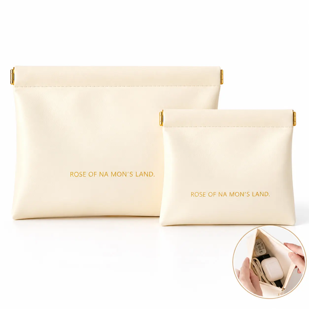 2Pcs Auto-Close Portable Organizer Bag, Zipper Storage Pouch for Cables, Charger, Cosmetics & Glasses, Travel Organization Pouch