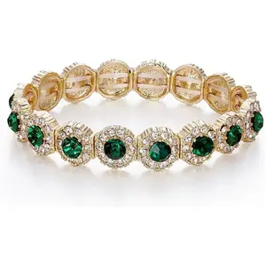 Women's Wedding Bridal Crystal Rhinestone Beaded Stretch Bangle Bracelet