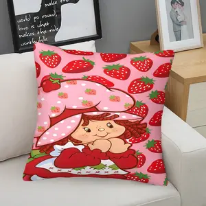 Strawberry girl printed pattern soft and skin friendly short plush pillow, suitable for lazy and comfortable living at home, a must-have for both going out and gifting
