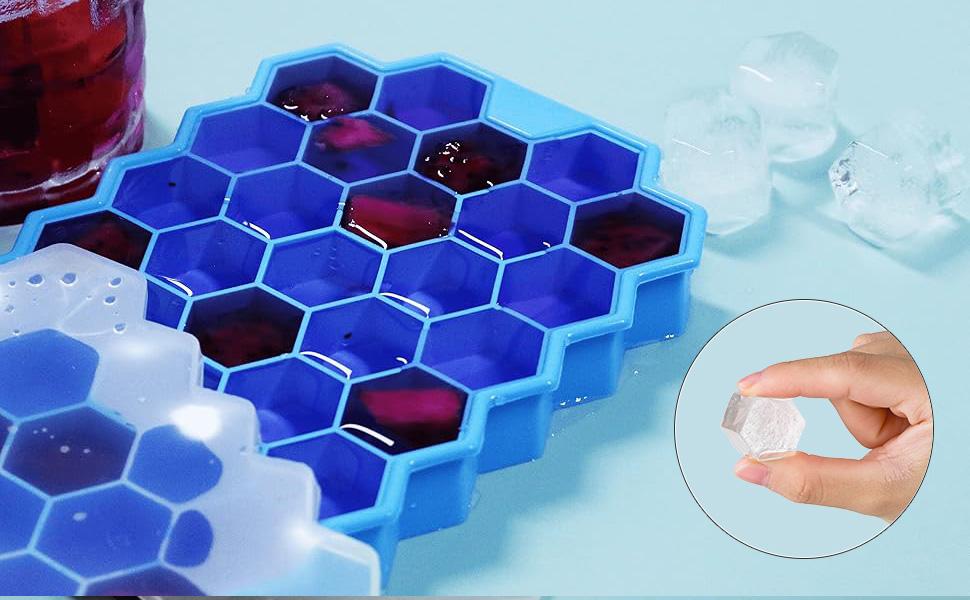 Ice Cube Trays for Freezer with Lid-37 Grid Silicone for Small Ice Cube Molds,Easy-Release Reusable in Organizer Bins or Ice Bucket for Cocktail bar or Iced Coffee Cup