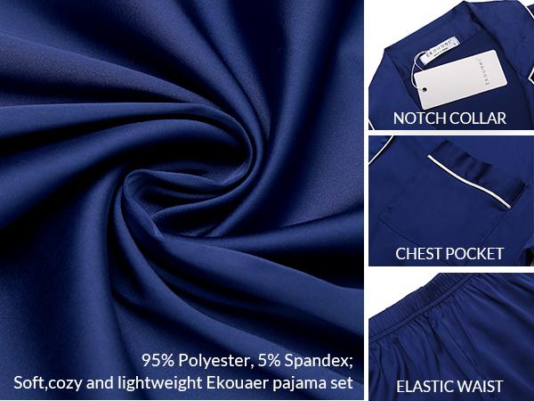 EKOUAER Womens Silk Satin Shorts Sets Button Down Cozy Loungewear 2 Piece  Set S-XXL