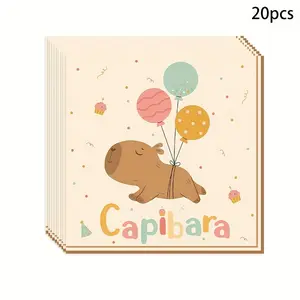 20-Pack Capybara Napkins Cartoon Water Pig Theme Birthday Party Disposable Paper Towels, Holiday Gifts Home Decor Garden Decoration