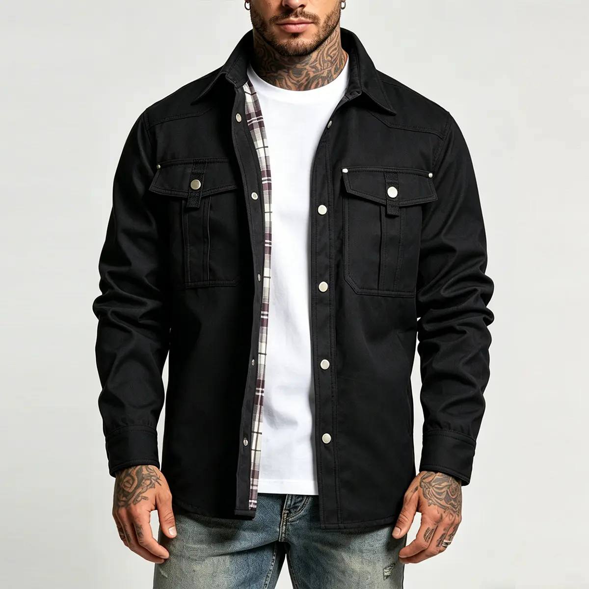 Men’s casual jacket, solid color, with inner pockets—a lightweight men’s jacket suitable for everyday wear, outdoor activities, and sports; menswear, men’s tops.