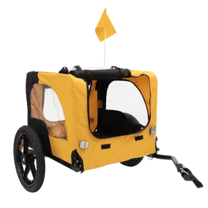 Yellow Outdoor Heavy Duty Foldable Utility Pet Stroller Dog Carriers Bicycle Trailer