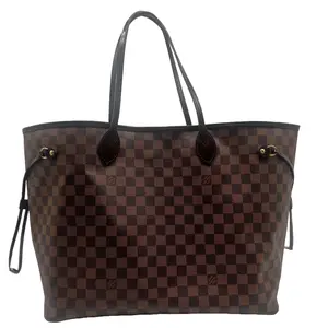 Pre-owned Louis Vuitton Coated Canvas Neverfull GM Damier Ebene