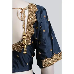 Dazzling Maggam Work Bridal Blouse with Fancy Tassels - JCS Fashions