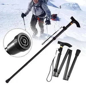Lightweight Foldable Hiking Stick, Adjustable Height Hiking Pole with Rubber Head, Multifunctional Retractable Climbing Stick for Outdoor