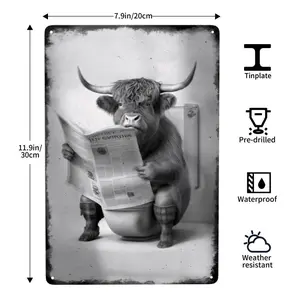 1pc Yak Metal Tin Sign, Wall Art Painting for Home Toilet Bathroom Loo Wall Decor, 8 X 12 Inches