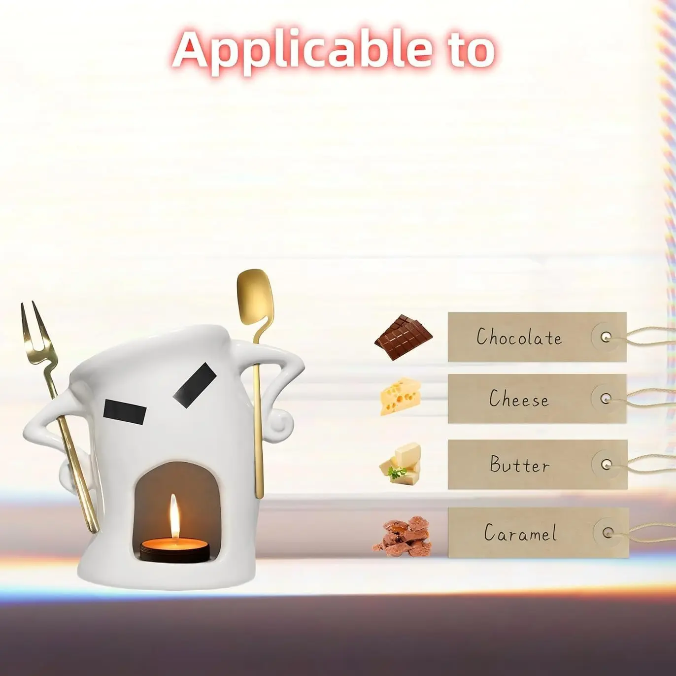Chocolate Fondue Mug Set with Attitude, Mini Ceramic Fork and Spoon Included, Perfect Gift for Parties and Cozy Nights