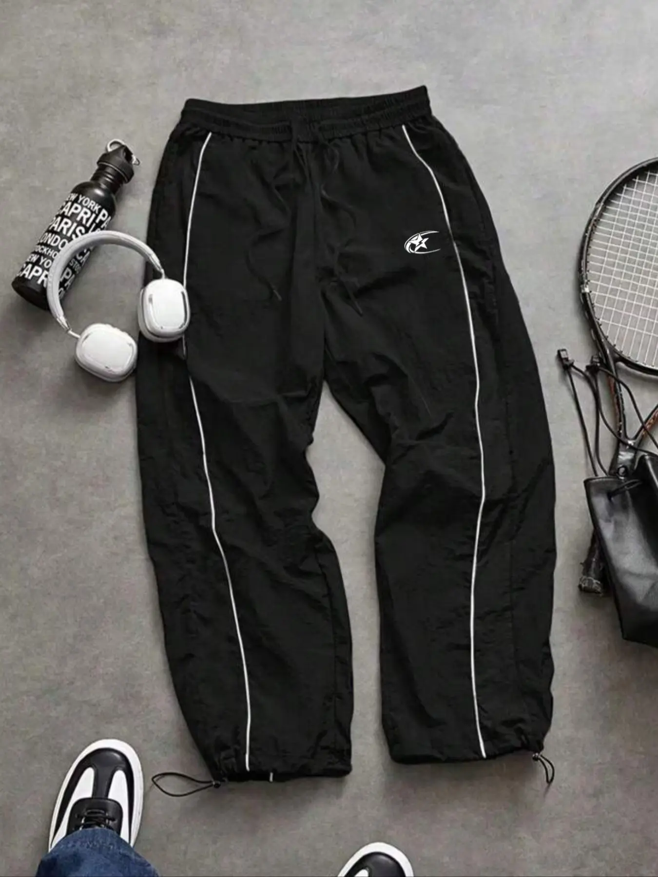 Men's Fashion Casual Striped Sport Pants, Taslon Fabric, Unique Print, Waist Drawstring, Adjustable Ankle Elastic, Perfect for Daily Wear Men's Fashion Casual Striped Sport Pants, Taslon Fabric, Unique Print, Waist Drawstring, Adjustable Ankle Elastic, Perfect for Daily Wear