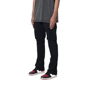 MNML Twill Flare Cargo Pants Black