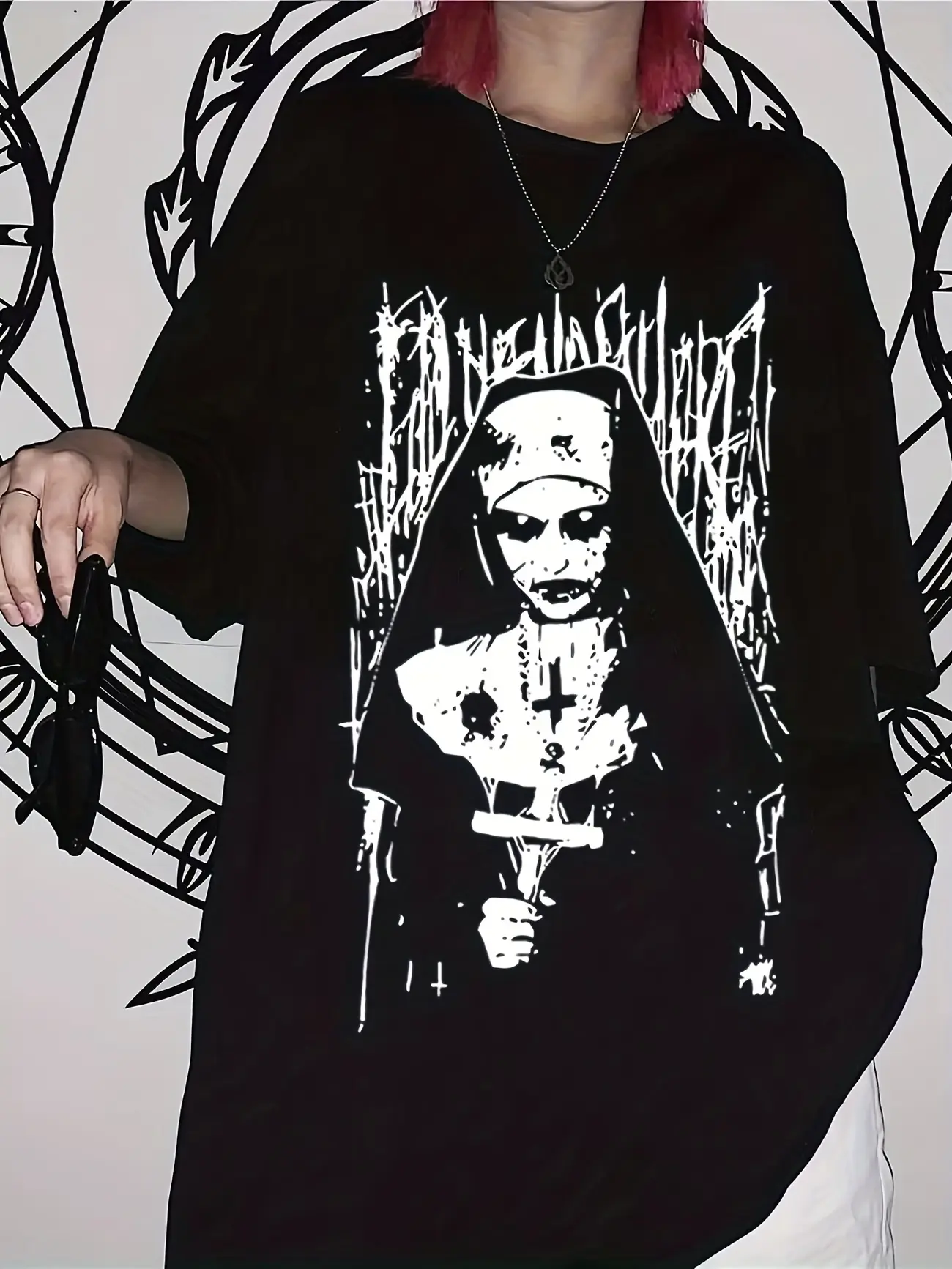 Gothic Horror Nun Tee  Dark Spooky Halloween Aesthetic