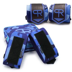 emium Wrist Wraps and Elbow Wraps Bundle Larry Wheels Weightlifting and Powerlifting, Heavy Duty Construction, Easy to Adjust (Blue Camo)