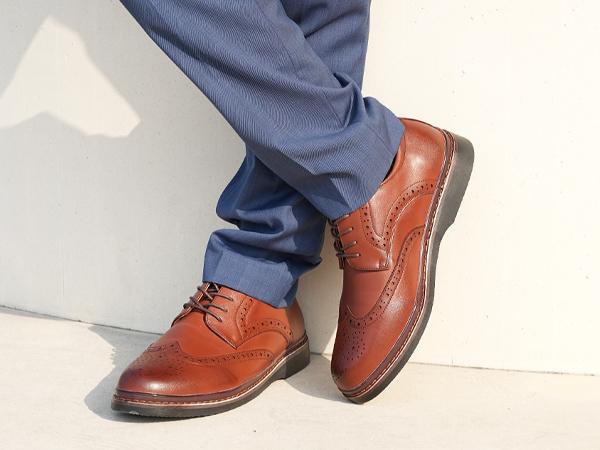 Hawkwell Men's Plus Size Wingtip Brogue Oxfords Dress Shoes