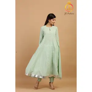 Elegant Pista Green Slack Anarkali Kurta