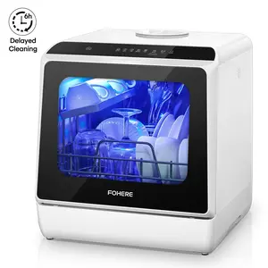 Portable Countertop Dishwasher with Timeing Function, 6 Programs, 360°Dual Spray, 167℉ High-Temp, Mini Dishwasher for Home,Apartments,RVs
