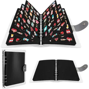 8 Pages A5 Enamel Pin Display Book, Portable Collection Storage Organizer for Collectors, Travel Pin Trading Book with Clear PVC Cover (Not Include Accessories)