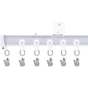 Flexible Ceiling Curtain Tracks, Ceilings Track for Curtains,  Curtains Track Ceilings Mount,Wall Mount Curtain Rail, Ceiling Curtain Rod, Sliding Curtain Tracks with Clips (White 12FT)