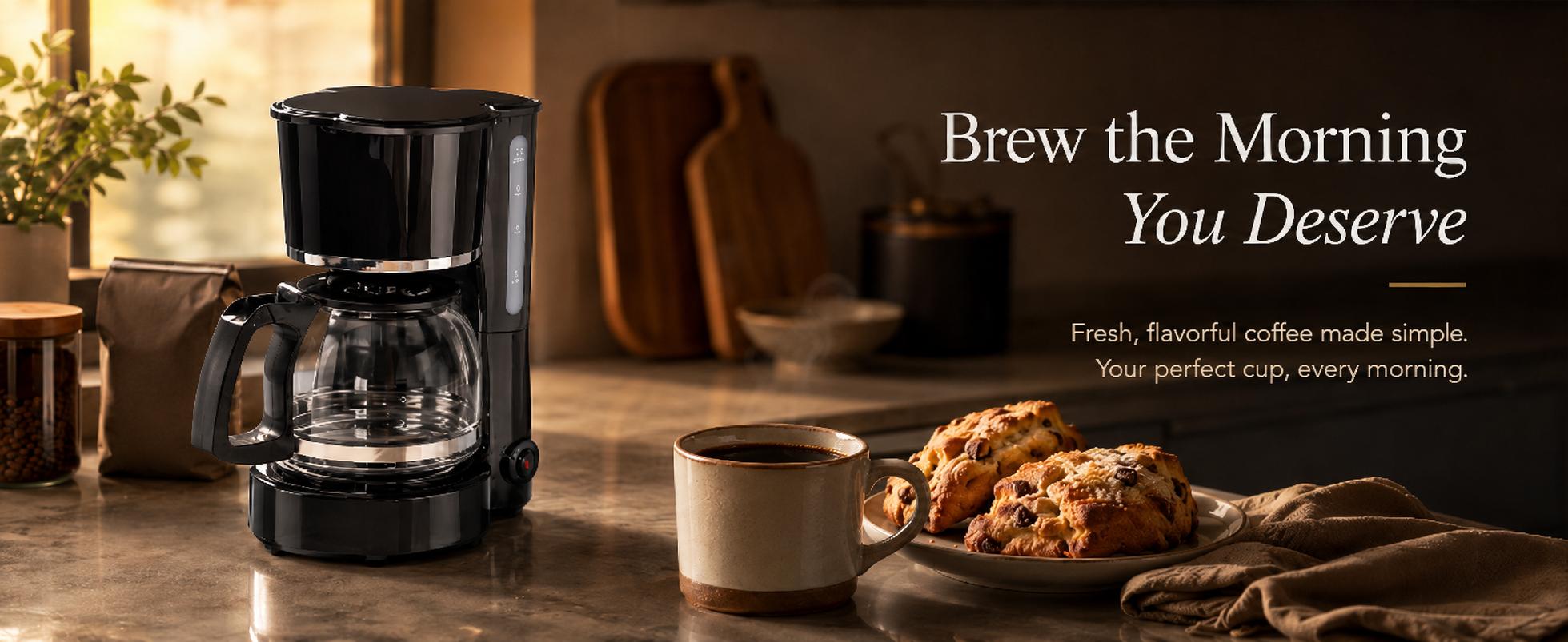 25oz Rectangular Drip Coffee Maker with 5-Cup Capacity, 25oz Water Reservoir, Easy-to-Read Water Window, Delay Brew, Keep Warm Plate, Auto-Shutoff, Reusable Filter, Overheat Protection, Slim Profile - Ideal for Couples, RV Use, Everyday
