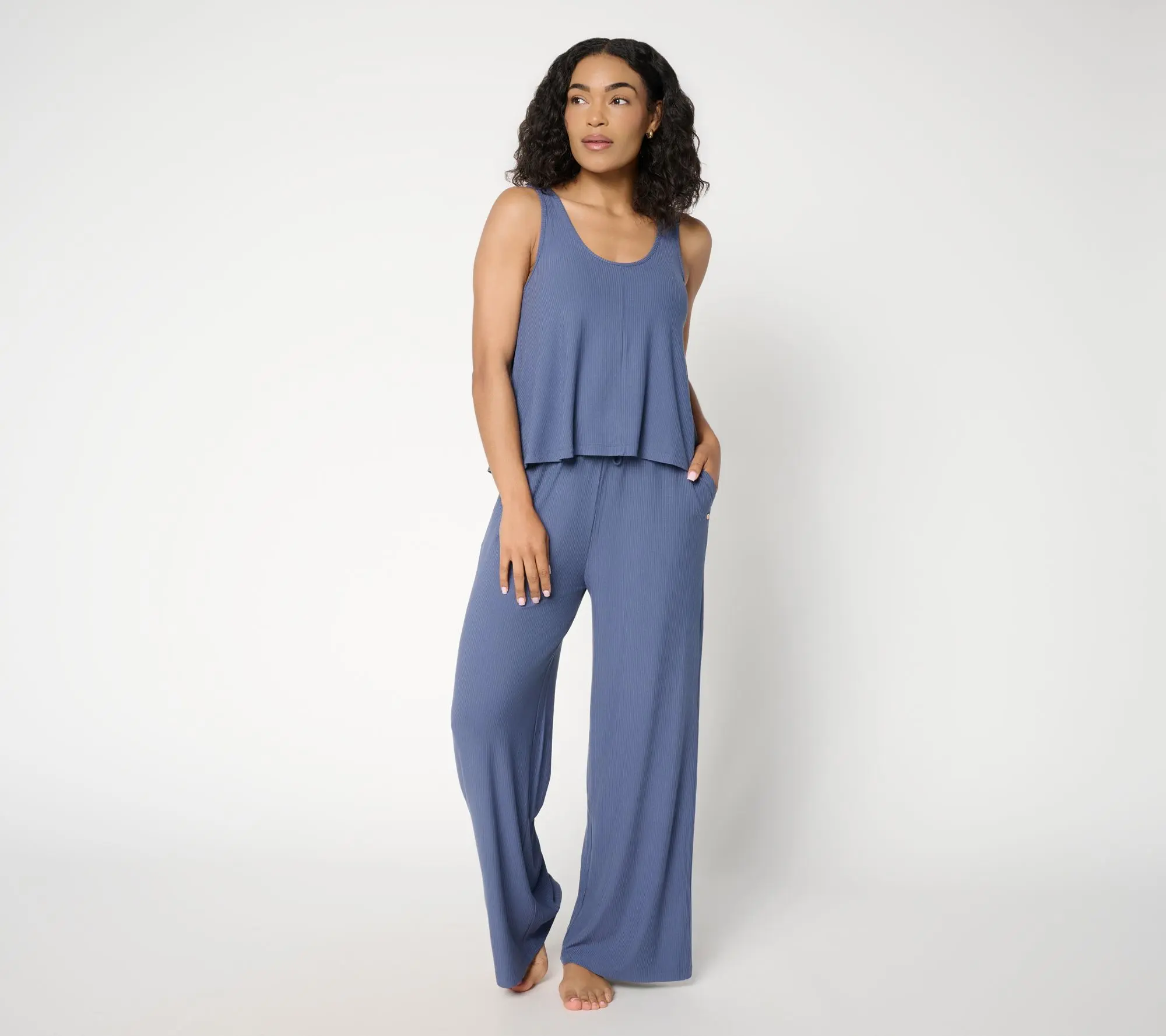 Lattelove Rib A-Line Tank & Straight Leg Pant Lounge Set