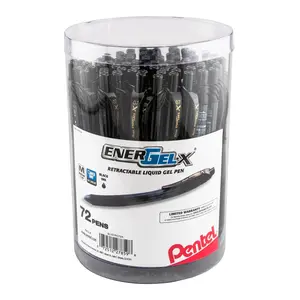Pentel EnerGel-X Retractable Gel Pen, (0.7mm) Med. line, 72 pcs Canister
