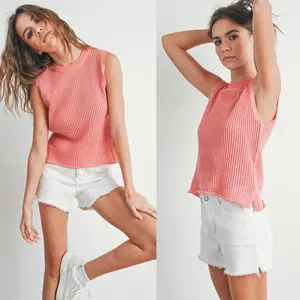 Charlee Rib-Knit Sweater Vest | Women's Layering Sleeveless Top | Casual Textured, High-Quality Shirt | Trendy Women's Summer Fashion