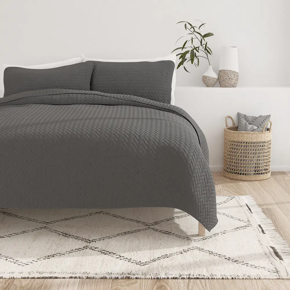 Herringbone 3-Piece Quilted Coverlet Set