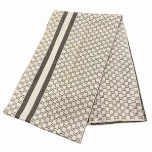 Pre-owned GUCCI Wool Small Leather Goods GG Scarf
