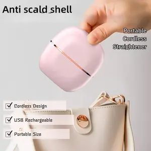 Mini cordless hair straightener for bangs, compact and portable hair straightener, portable pocket-sized cordless hair straightener, mini hot comb, USB rechargeable, mini hair straightener, bangs styling, lightweight brush,