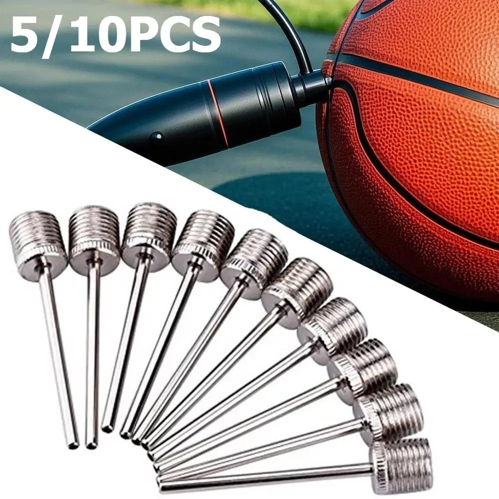 5/10pcs Stainless Steel Pump Pin Sport Ball Inflating Pump Needle For Football Basketball Soccer Tennis Inflatable Air Valve Adaptor