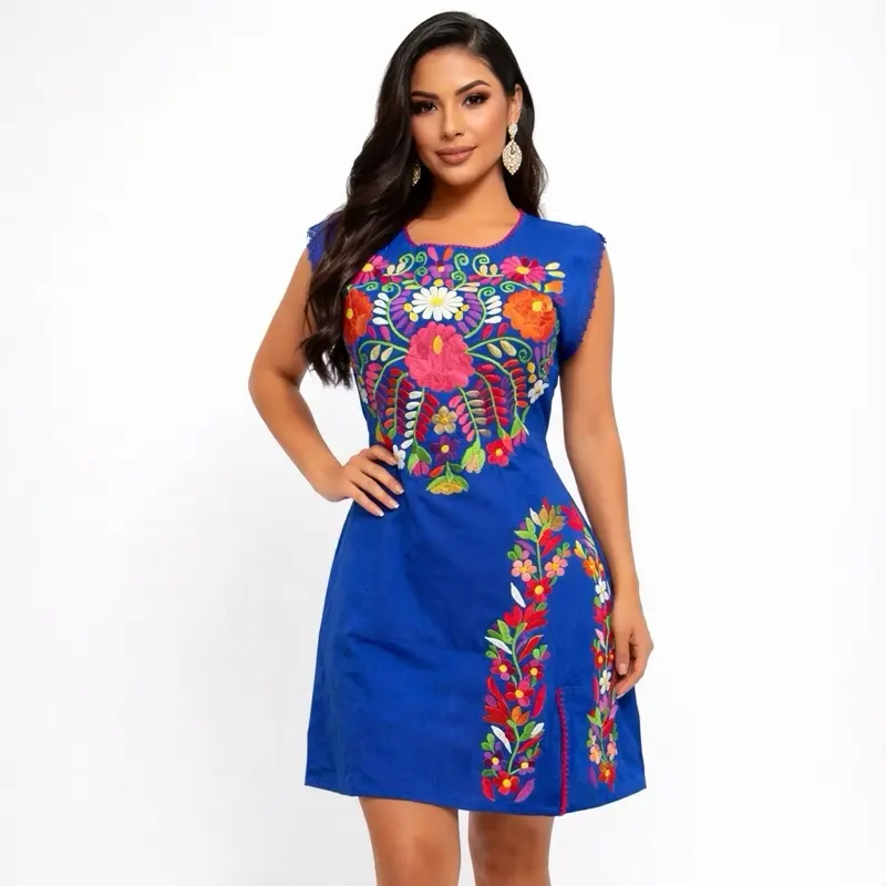 Miny Women's Summer Dress - Short Embroidered Floral Mexican Dress with Adjustable Straps Casual Traditional Clothing Piece for Warm Weather - TikTok Shop Miny Women's Summer Dress - Short Embroidered Floral Mexican Dress with Adjustable Straps Casual Traditional Clothing Piece for Warm Weather - TikTok Shop