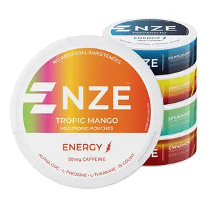 NZE Caffeine Nootropic Pouches (Variety Pack) - Energy Pouches with 50mg Caffeine, Alpha GPC, L-Tyrosine & L-Theanine with No Sugar or Artificial Sweeteners - 15 Pouches Per Can - 5 Pack