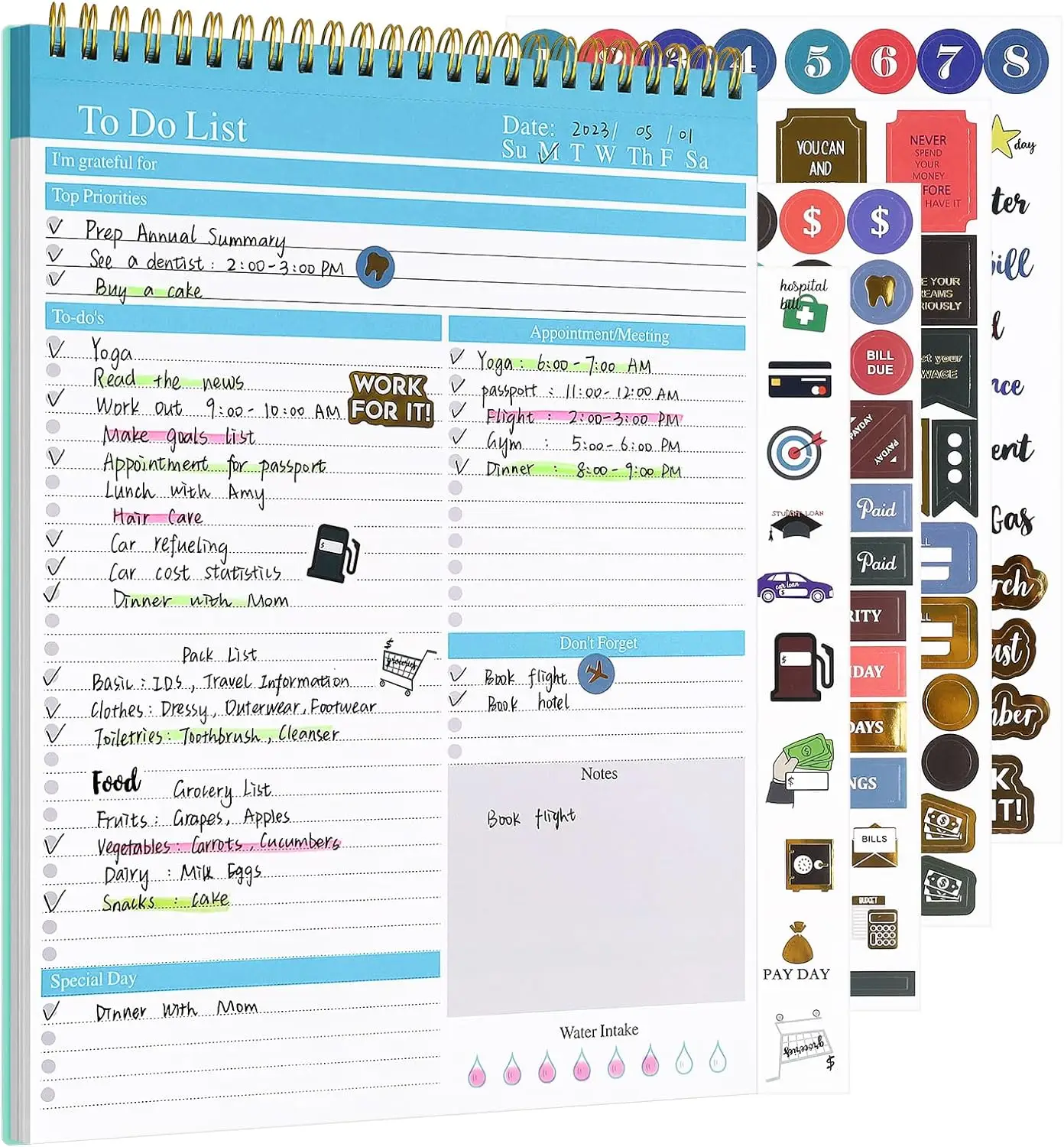 Spiral Bound To-Do List Notepad, 52 Undated Tear-Off Sheets (11.6"×9"), Daily Planner with Checklist for Work, Office, and Home