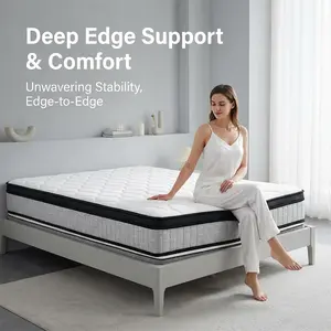 （ Specoal Price）XUH-12" Full Hybrid Mattress – Memory Foam & Pocket Springs, Medium Firm Support, Motion Isolating, Mattress in a Box