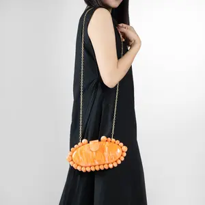 Clutch Bag for Women Oval Beads Evening Bags for Wedding Prom Party Crossbody Shoulder Purse with Detachable Strap