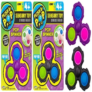 JA-RU Push & Pop Fidget Spinner (2 Units) Fidget Popper Game Kids Toys. Stress Relief & Sensory Toys. Birthday Party Favors, Easter Basket Stuffers, Classroom Prizes. 4782-2s