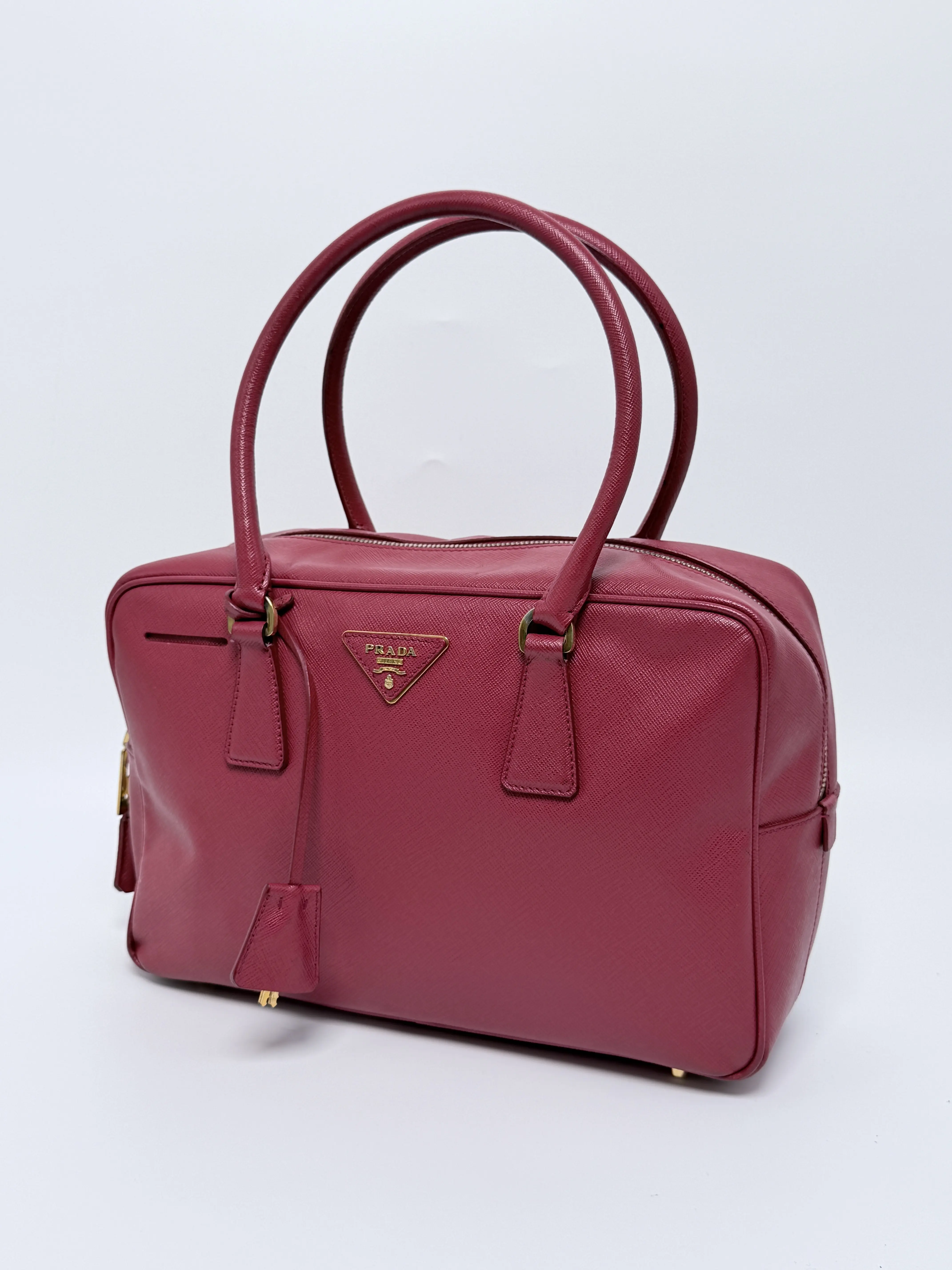 Pre-owned PRADA Leather Tote Bags Saffiano Lux Top Handle Bauletto Tote Bag Top Handle Handbag JA265PR