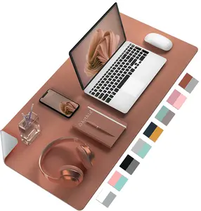 Aothia Double-Sided PU Leather Desk Pad - Non-Slip Large Mouse Pad & Desk Mat for Office, Home - Waterproof, Easy to Clean, Durable Dual-Sided Surface(Brown, 23.6" X 13.7") Aothia