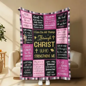 Christian for Women Religious Scripture Blanket Pink Inspirational Verse Blanket Bible Verse Blanket Through Christ I Am Strengthened Christian Gift for Women Pink Religious Scripture Blanket Thoughtful Inspirational Present