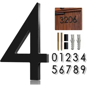 House Numbers for Outside Modern - Large 5 Inch Black Floating House Numbers for Address with  Kit Plastic Modern House Numbers  House Wall Garden Door Mailbox Decor, 911 Visibility Signage (4)