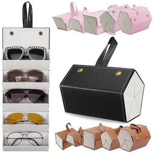 Multi-slot Portable Glasses Organizer 2/3/4/5/6 Multi-slot Eyeglasses Storage Display Travel Sunglasses Case PU Eyewear Boxes