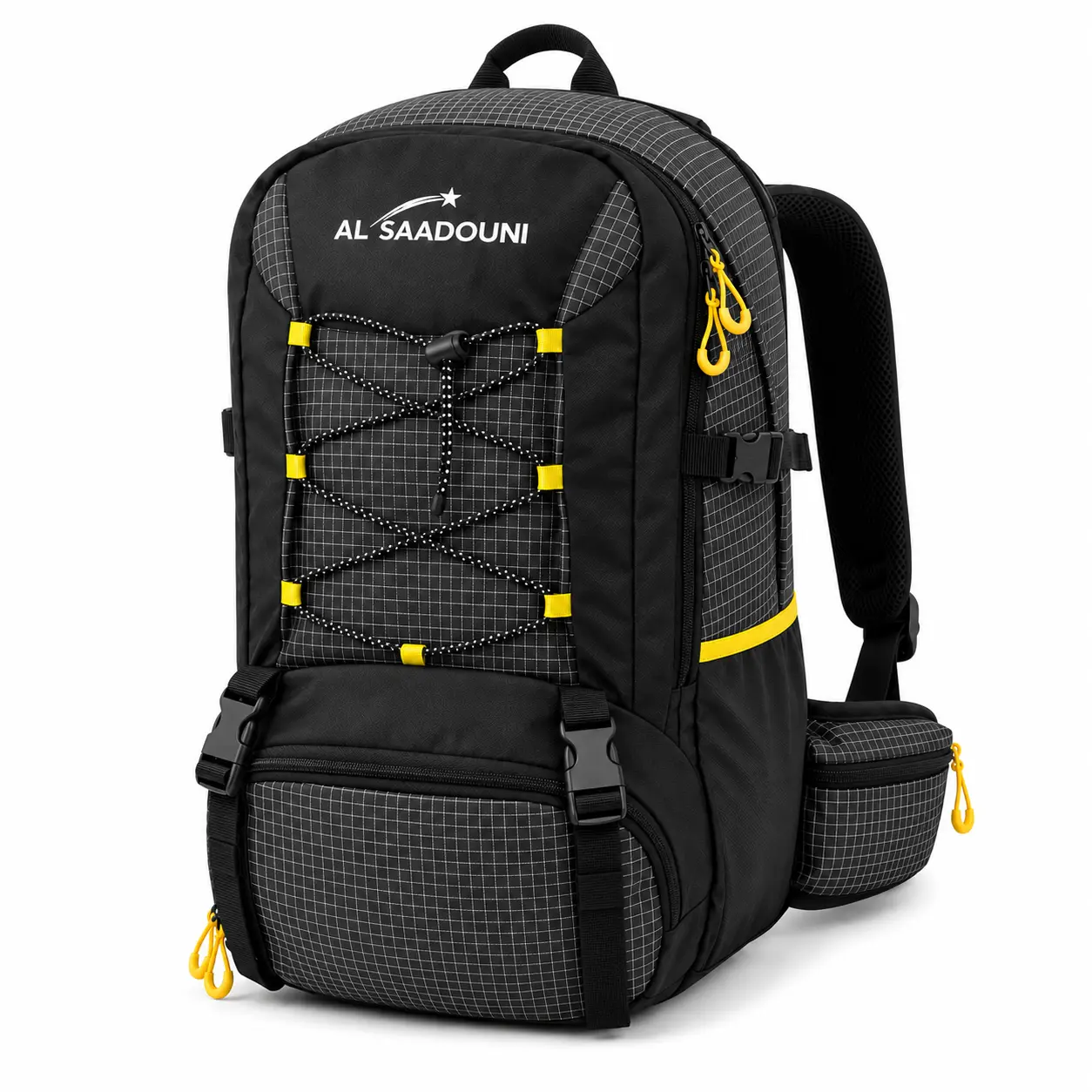AL SAADOUNI 35L Hiking & Travel Backpack – Water-Resistant with Laptop Compartment & Rain Cover