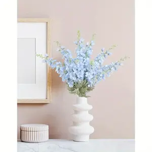Set of 6 Artificial Delphinium Flowers 33.5 inch Realistic Bloom Design for Home Garden Wedding Decor