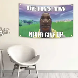 Never Back Down Flag, 3x5ft Polyester Banner, Multi-Purpose Indoor Decor, Ideal for Home Decoration, Dorm Room Decor, Bedroom Decor, Living Room Decor
