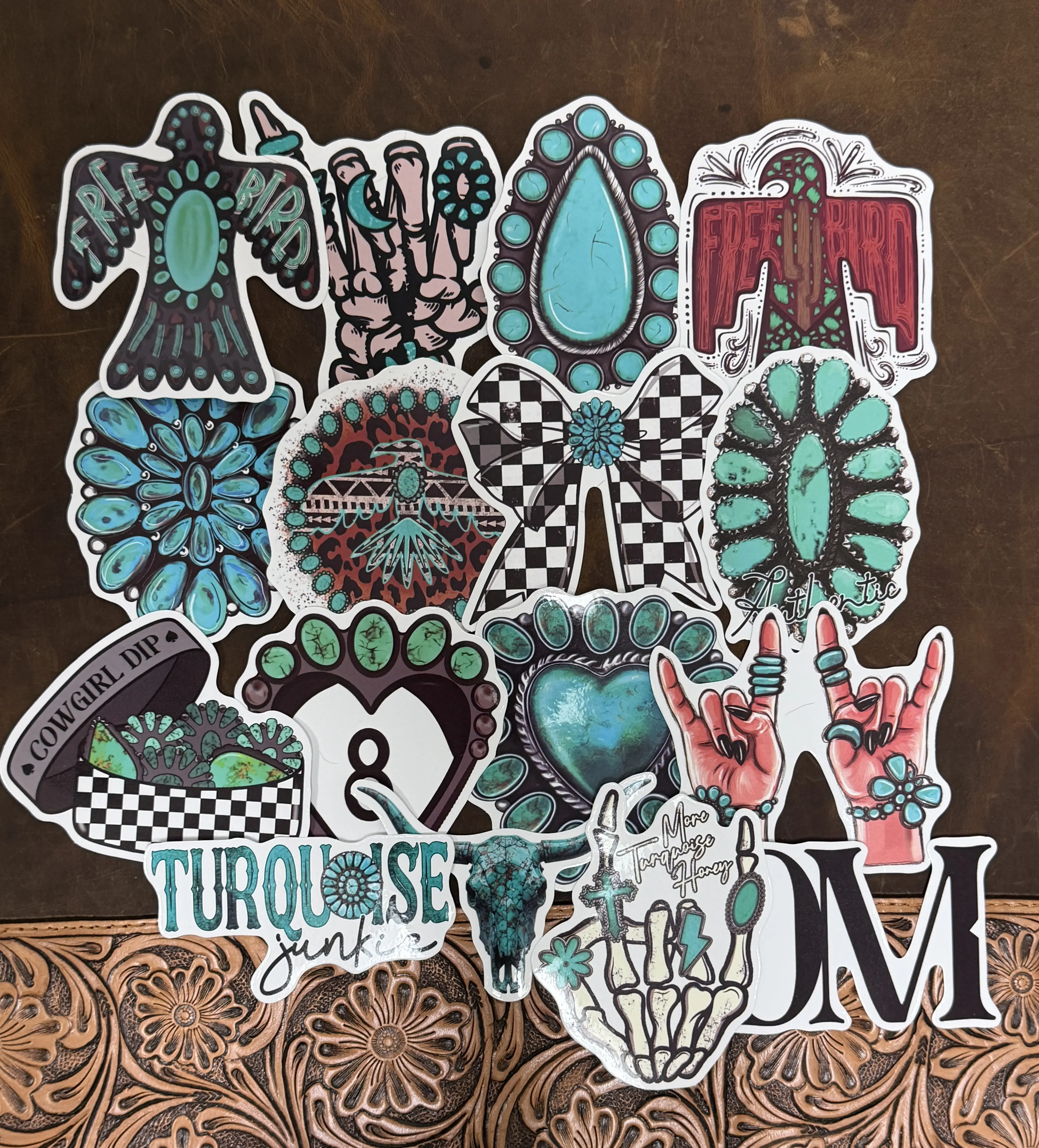 Turquoise Junkie Western Sticker Pack – 16 Piece Cowgirl Sticker Bundle