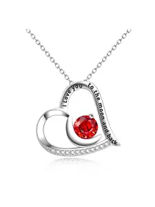 Love You to the Moon Necklace, Heart Pendant Design, Ideal Gift for Women & Girls, Perfect for Valentine's Day, Weddings, Birthdays