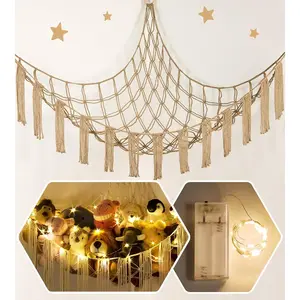 RelaxScene Stuffed Animal Hammock Corner Storage with LED Light - Plush Hammock Large Plushie Net