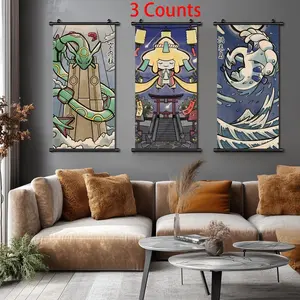 Anime Cartoon Pattern Wall Art Decoration, 3 Counts/set Canvas Painting, Wall Decor for Home Living Room Bedroom Study Room, Ornaments