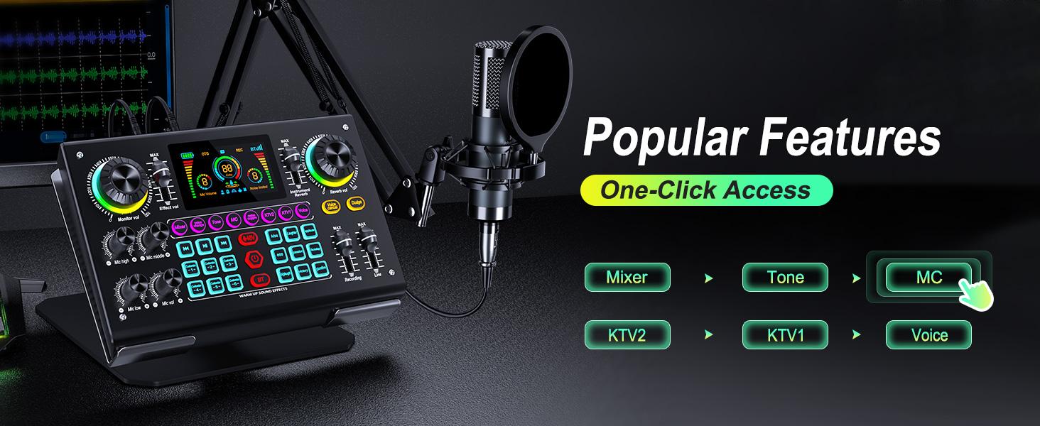 Ideanthro C200 PRO-P15 Rechargeable Podcast Microphone Bundle with Dual-Core DSP Sound Card, Dual Mic & Dual Headphone Support, Adjustable Tone, Multiple Voice Changer Effects, Compatible with Most Live Streaming Platforms