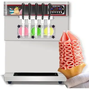 Kolice Commercial 5 Flavors Soft Serve Ice Cream Machine,ice cream maker-ETL, 5 Different Discharge Nozzles, upper tanks refrigerated, full transparent dispensers, desktop